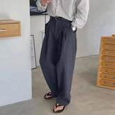 Hearujoy Y2K Mens Vintage Pleated Solid Color Trousers Autumn Casual Versatile Korean Straight Leg Trousers Men's Clothing Unisex 2024